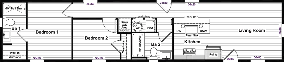 Deep purple floor plan home features