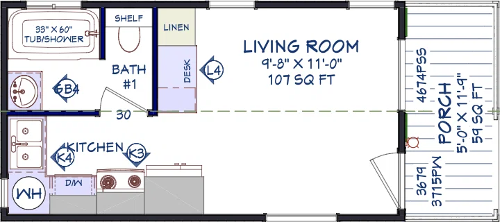 Casita studio floor plan home features